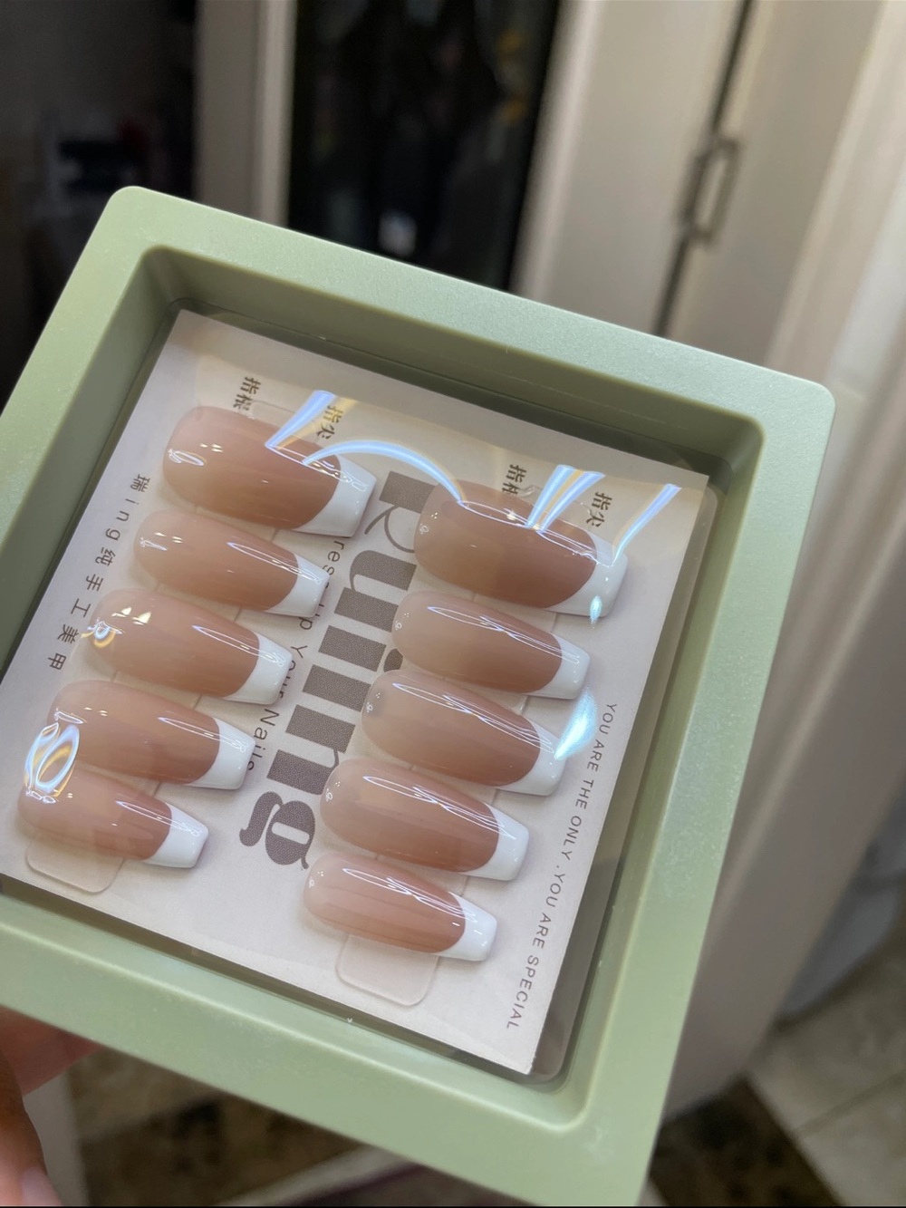 Nude French Press-On Nails - Classic White Tips